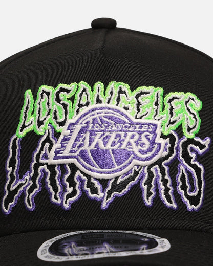 New Era Los Angeles Lakers 'Spooky Script' 9FORTY A-Frame Snapback Black/Green/Purple